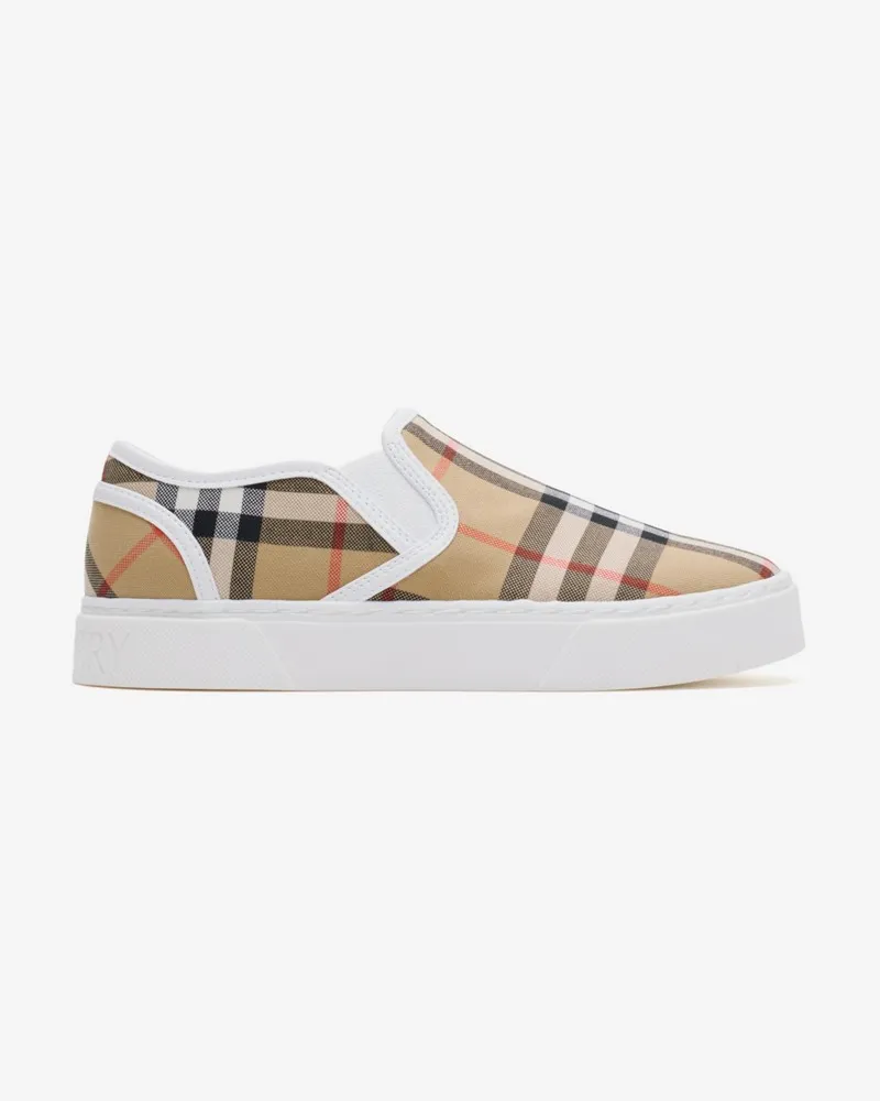 Burberry Slip-on-Sneaker aus Baumwolle in Check , Size Sand