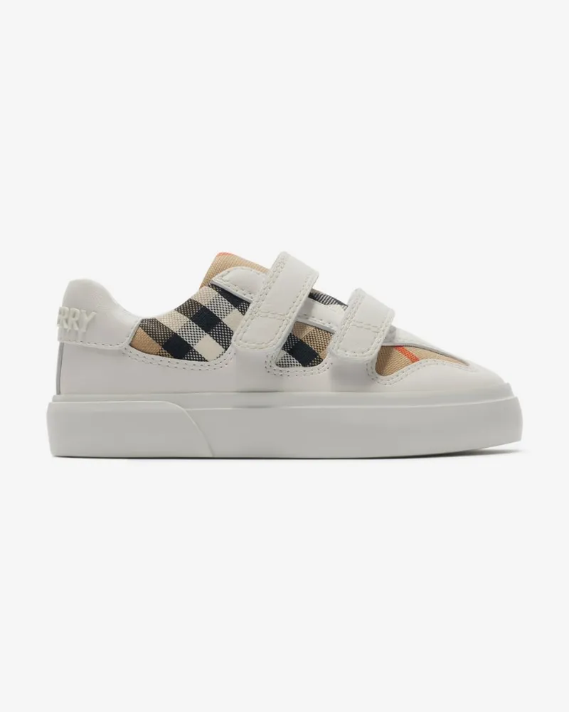 Burberry Sneaker aus Baumwolle in Check und Leder Sand