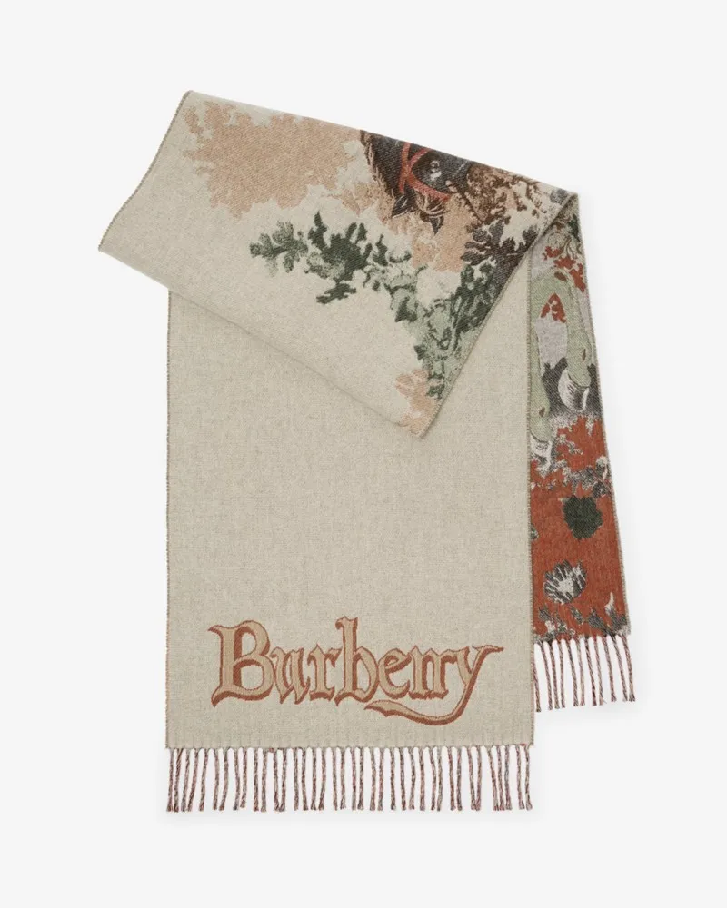 Burberry Kaschmirschal mit Pferde-Portrait Ceramic-weiß