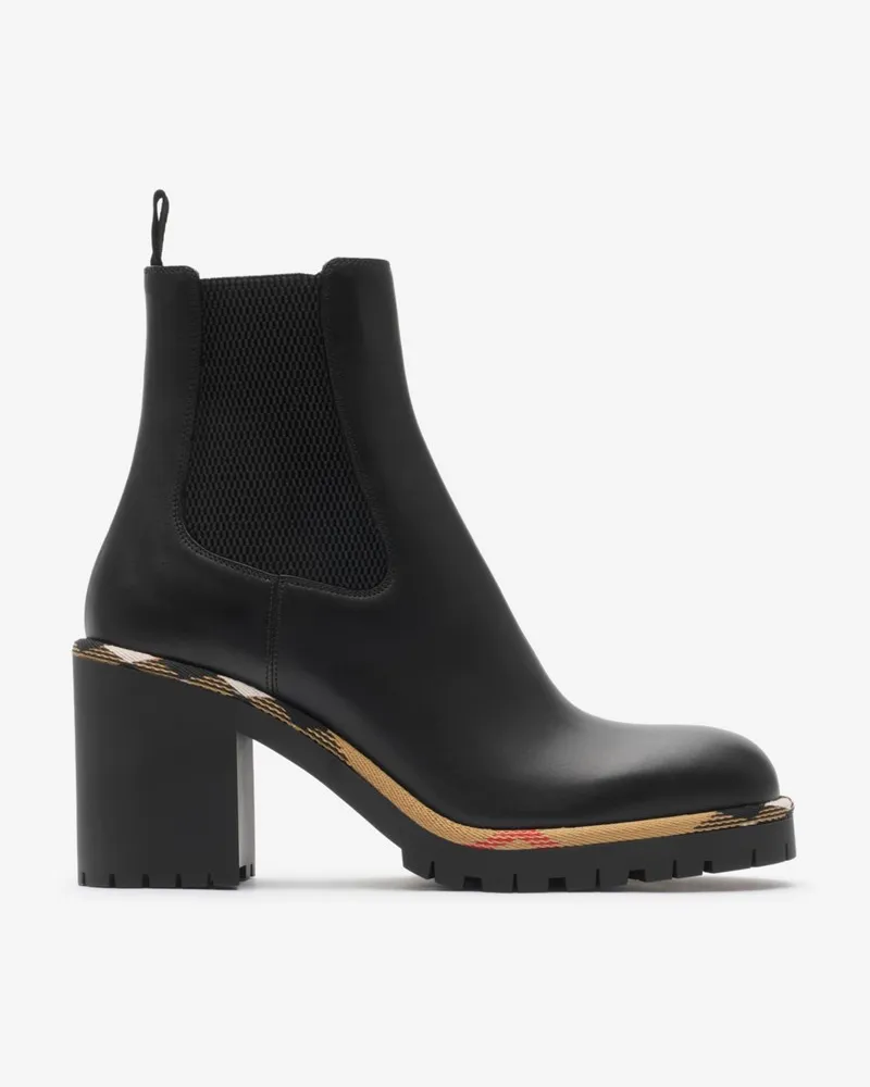 Burberry Chelsea-Stiefel „Gravel“ aus Leder mit Absatz Schwarz