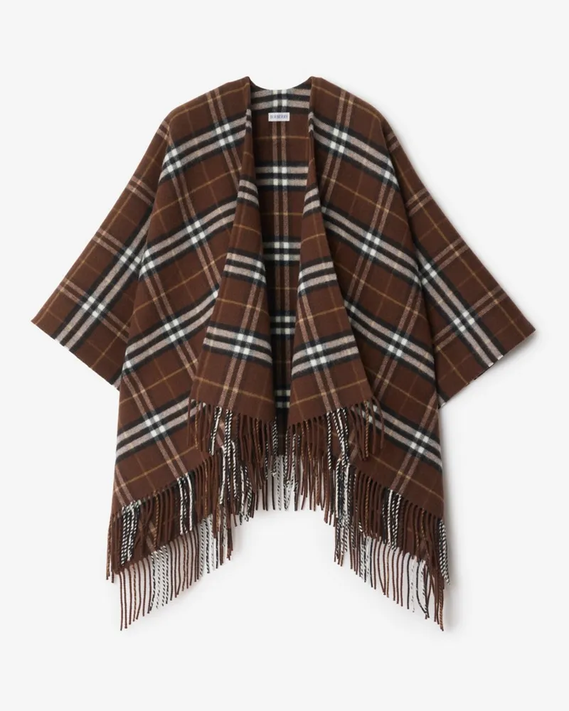 Burberry Woll-Kaschmir-Cape in Check Treacle
