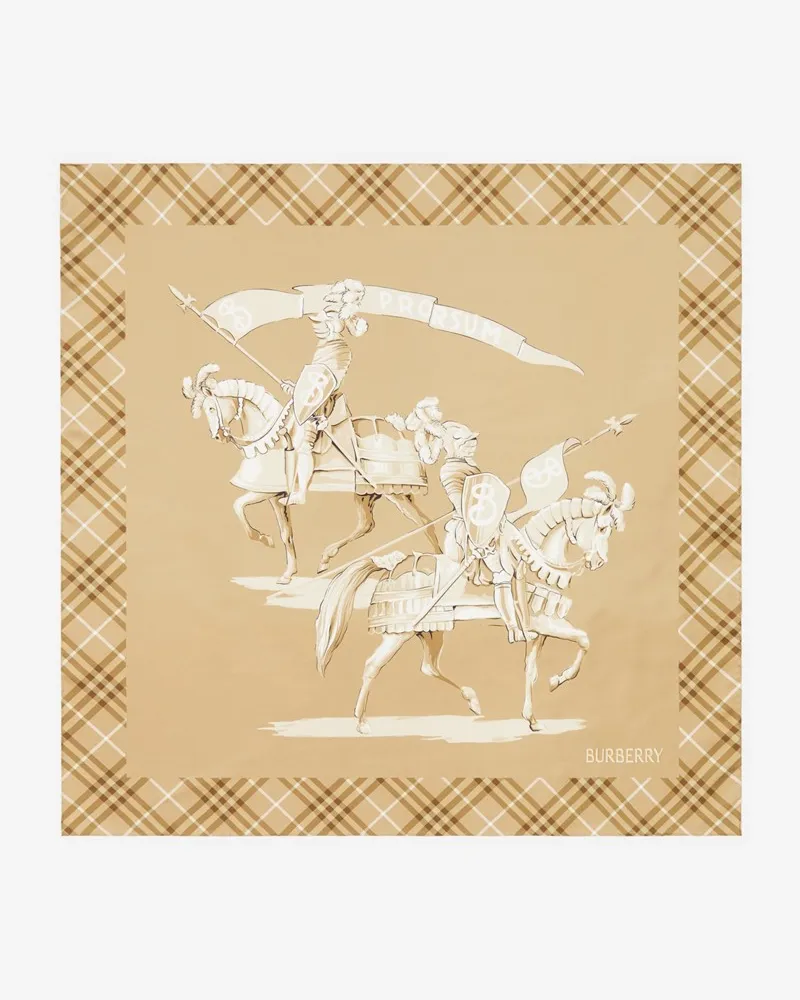 Burberry Seidenschal mit Knight-Archivprint Finch-beige