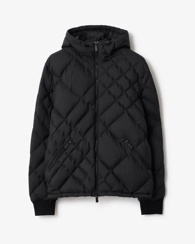 Burberry Wattierte Jacke „Doversgreen“ aus Nylon mit genähtem Karomuster , Size Black