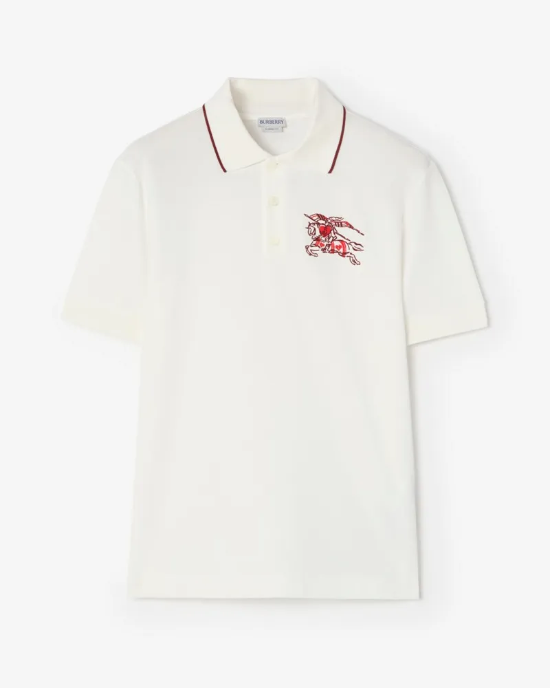 Burberry Baumwoll-Poloshirt mit Herz-Knight , Size Chalk