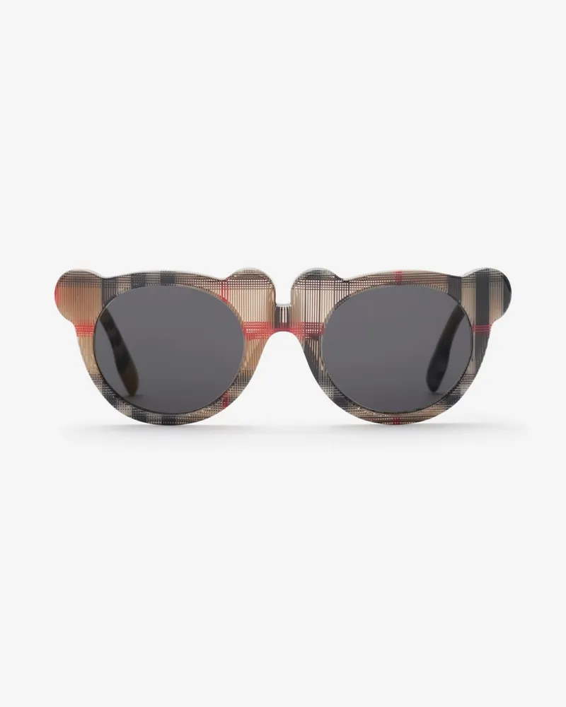 Burberry Sonnenbrille mit Teddybär-Fassung in Check Antikgelb