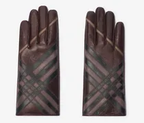 Lederhandschuhe in Intarsien-Check , Size