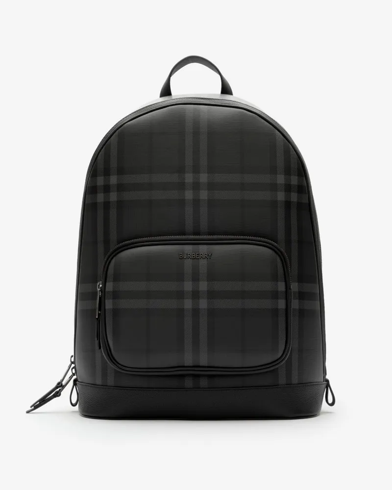 Burberry Rucksack „City“ in Check mit Reißverschluss Iron-grau