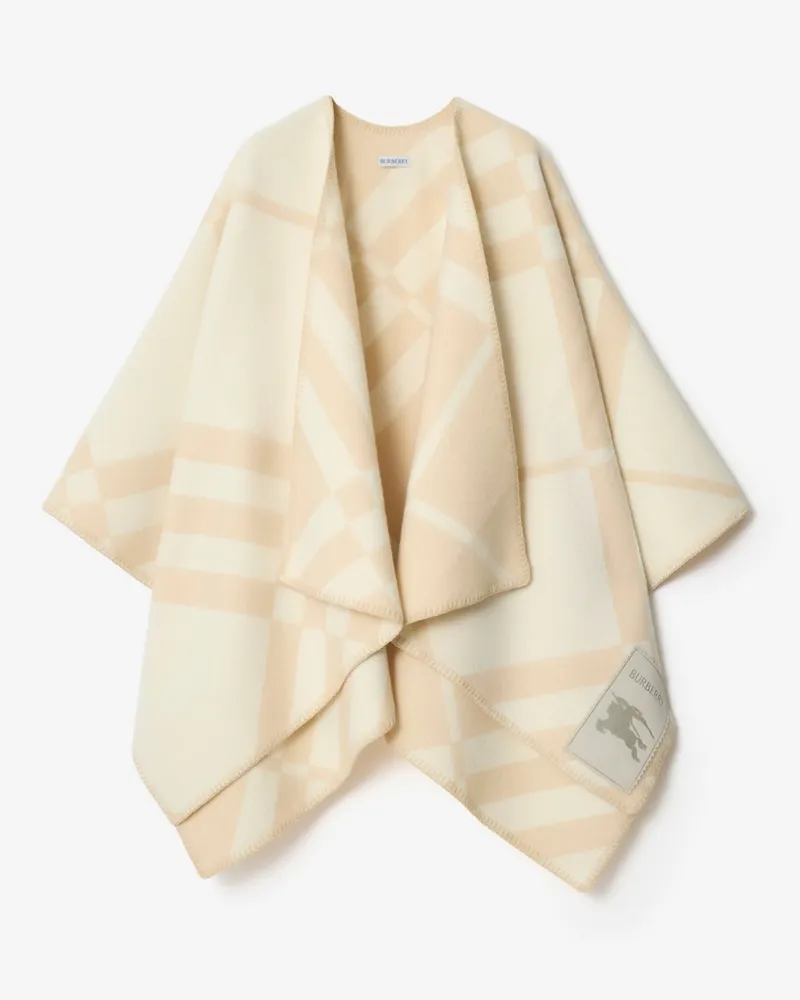 Burberry Woll-Kaschmir-Cape in Check Calico-beige