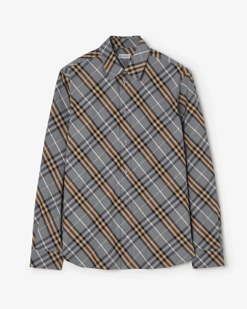 Burberry Klassisches Baumwollhemd in Check , Size Wave-blau