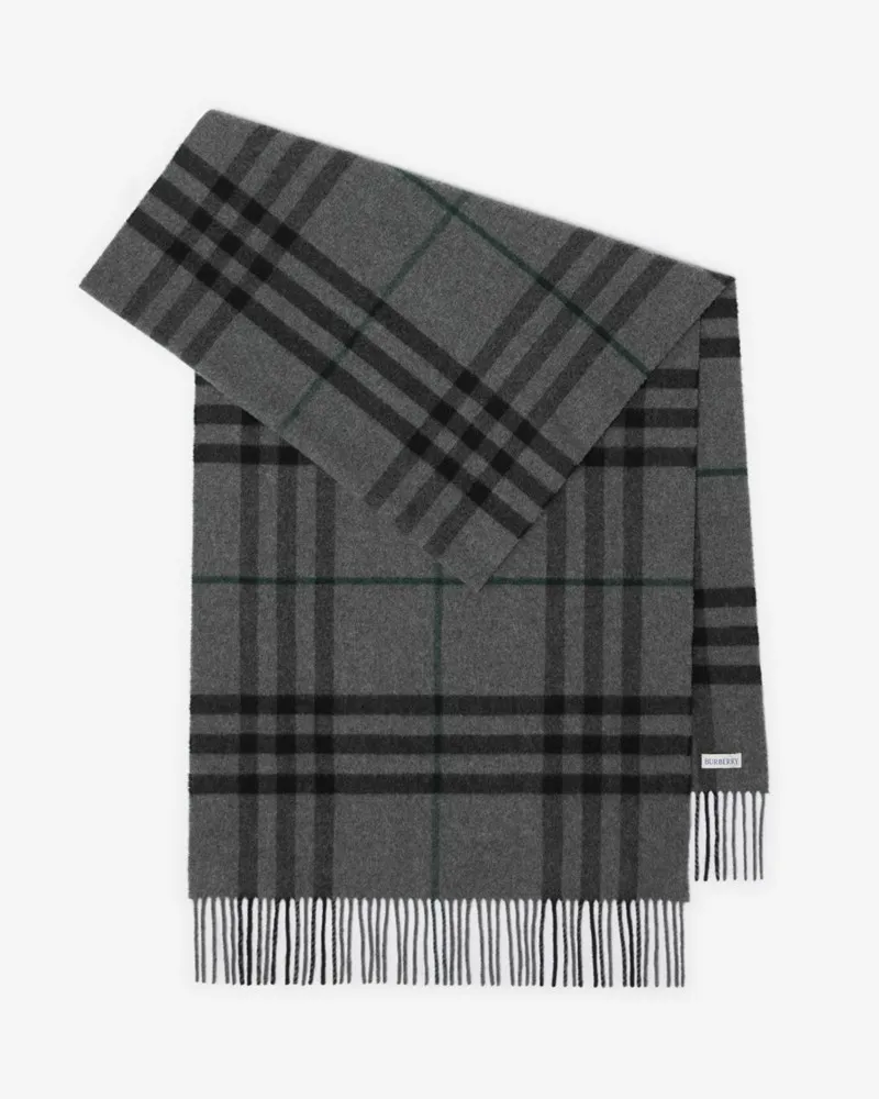 Burberry Breiterer Kaschmirschal in Check Anthrazitgrau