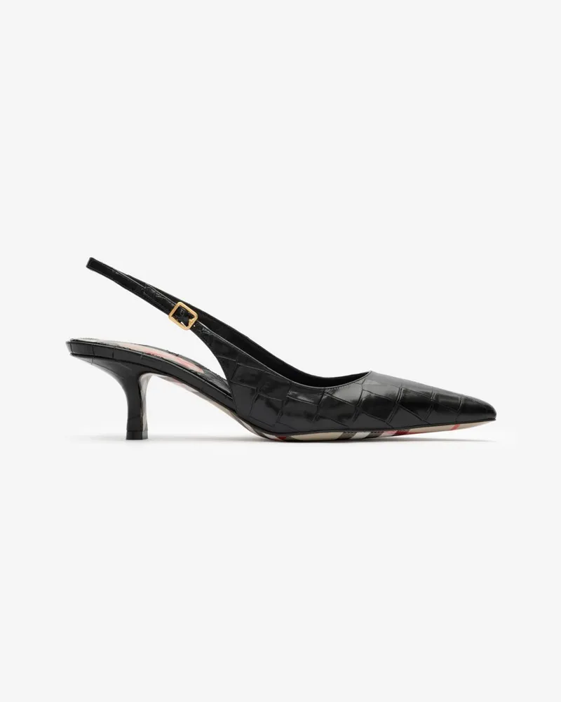 Burberry Slingback-Pumps „Dame“ aus Leder in Krokodilleder-Optik , Size Black
