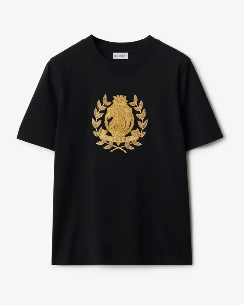 Burberry Baumwoll-T-Shirt mit B-Emblem Schwarz
