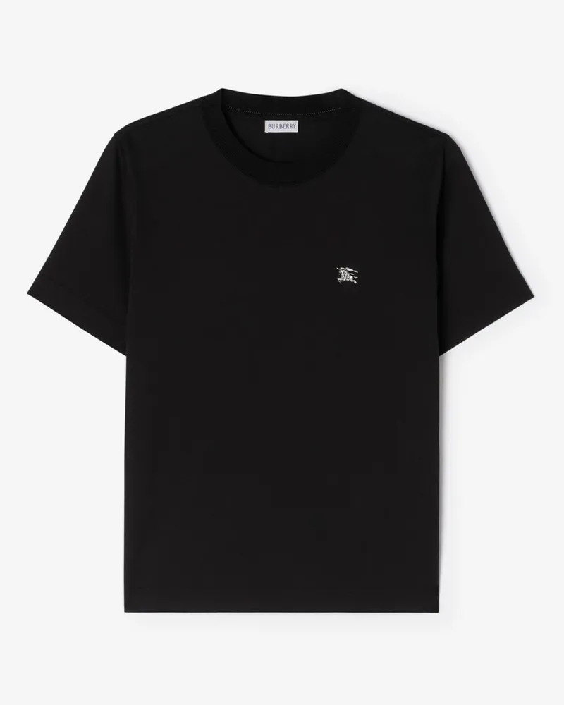 Burberry Baumwoll-T-Shirt mit Knight aus Kristallen , Size Black