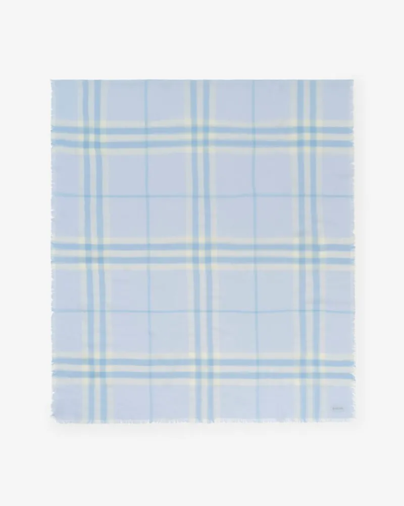 Burberry Wide Check Wool Scarf Cirrus