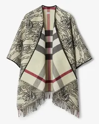 Burberry Wendbares Wollcape mit Check und EKD-Motiven Stone