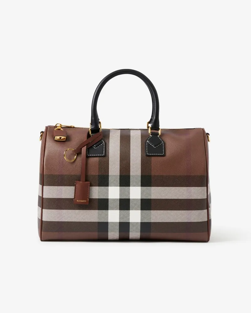 Burberry Mittelgroße Bowlingtasche in Check Dunkles
