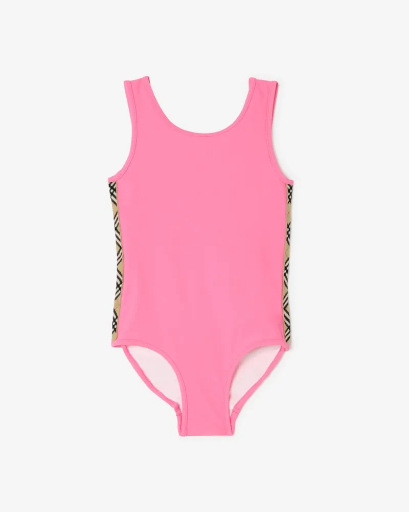 Burberry Badeanzug mit Check-Besatz , Size Floss-rosa