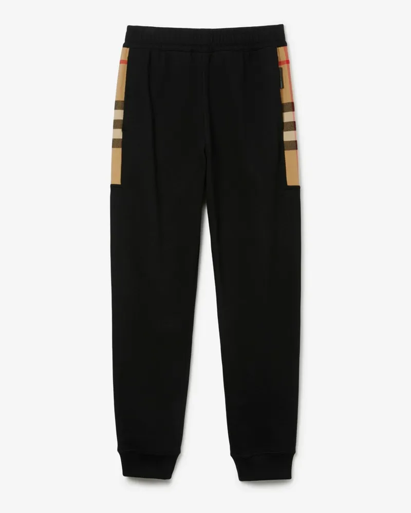 Burberry Baumwoll-Trainingshose mit Check-Panels , Size Black