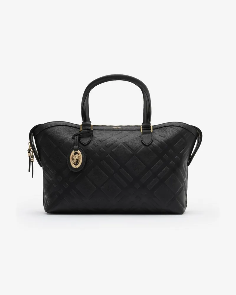 Burberry Kleine Henkeltasche mit geprägtem Check Black