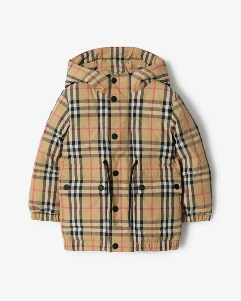 Burberry Wattierter Nylonmantel in Check , Size Sand-beige