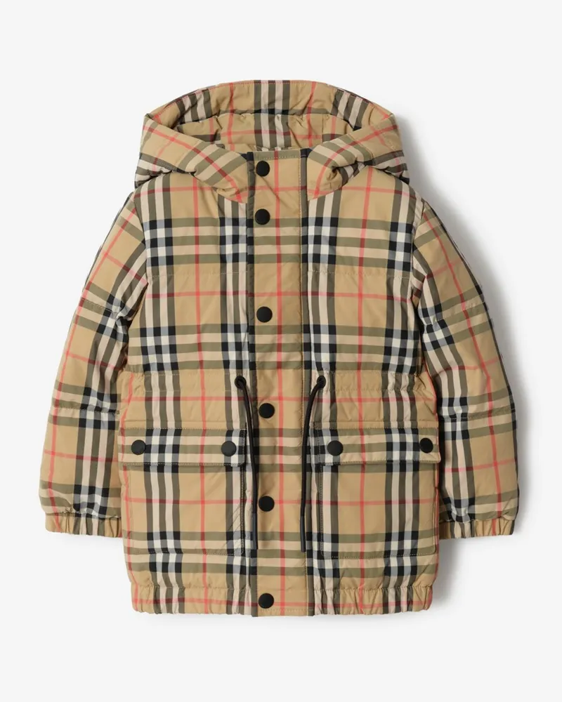 Burberry Wattierter Nylonmantel in Check , Size Sand-beige
