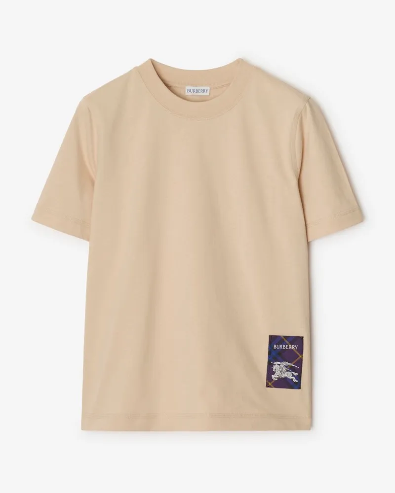 Burberry Baumwoll-T-Shirt mit Check-Label Teacup