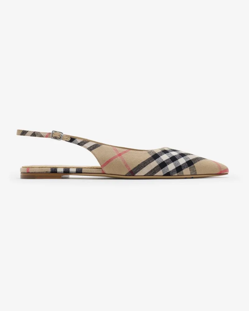 Burberry Slingback-Ballerinas „Dame“ in Check , Size Sand-beige