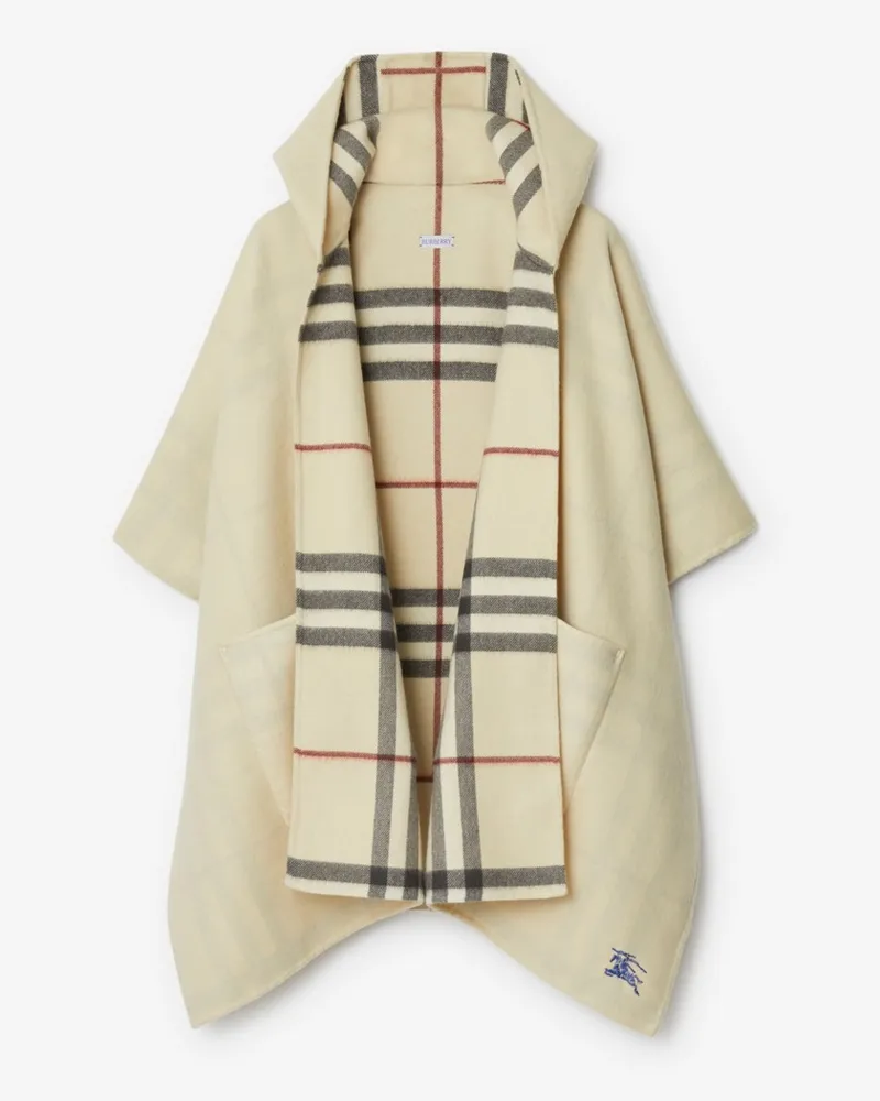 Burberry Kapuzencape aus Kaschmir mit EKD-Motiv Beige