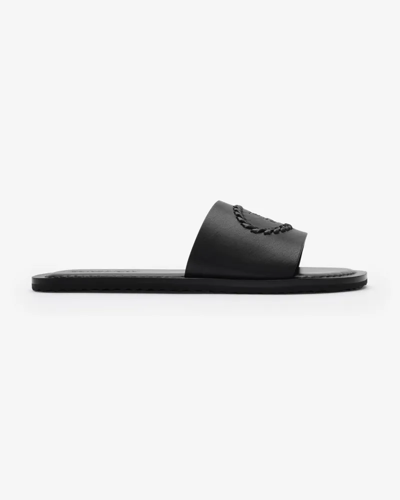 Burberry Leder-Slides mit Knight Stamp , Size Schwarz