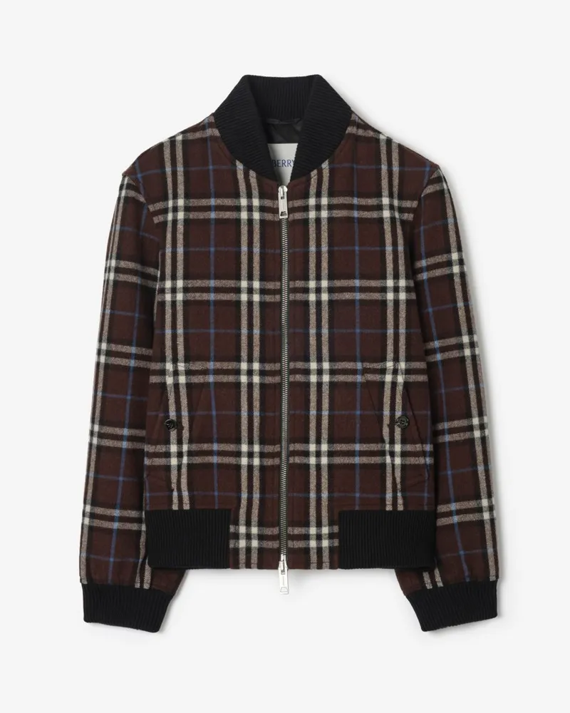 Burberry Woll-Bomberjacke in Check , Size Snug-braun
