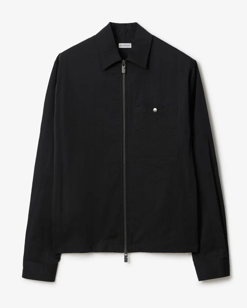 Burberry Nylon-Hemdjacke mit Reißverschluss Schwarz