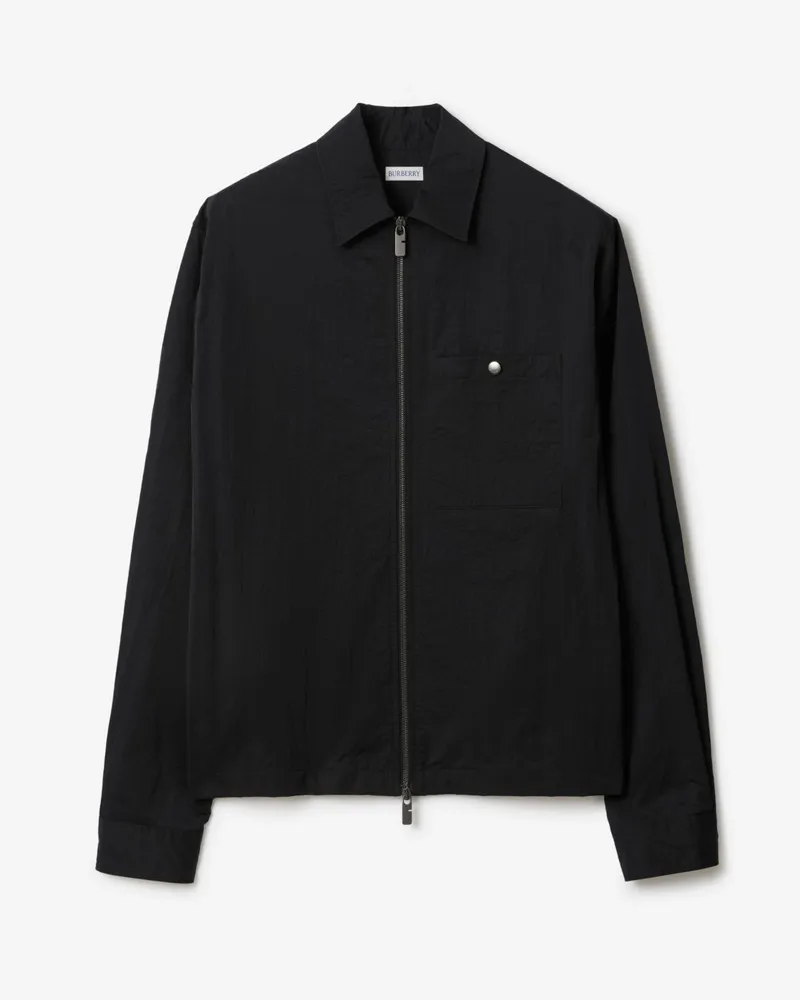 Burberry Nylon-Hemdjacke mit Reißverschluss , Size Schwarz