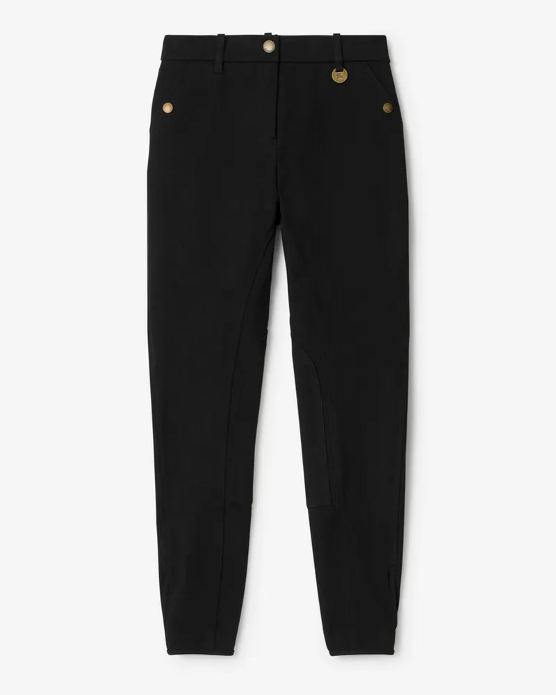 Burberry Stretchbaumwoll-Jodhpurhose mit Fischgrätmuster , Size Black