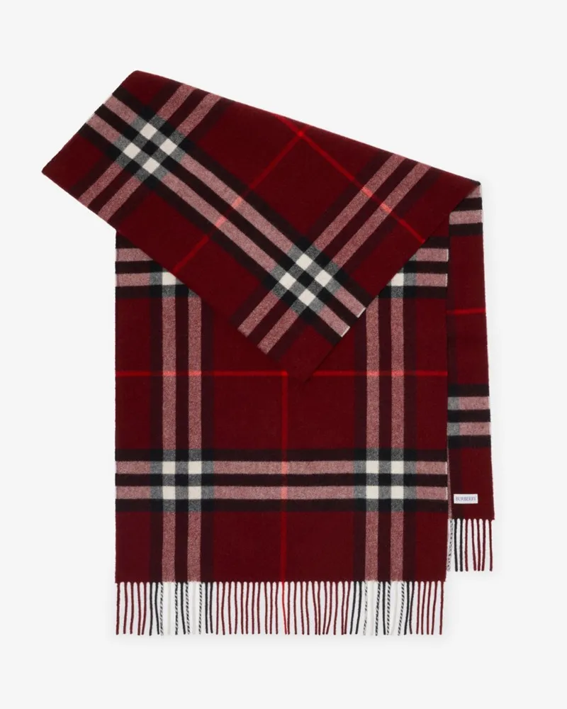 Burberry Breiterer Kaschmirschal in Check Oxblood-rot
