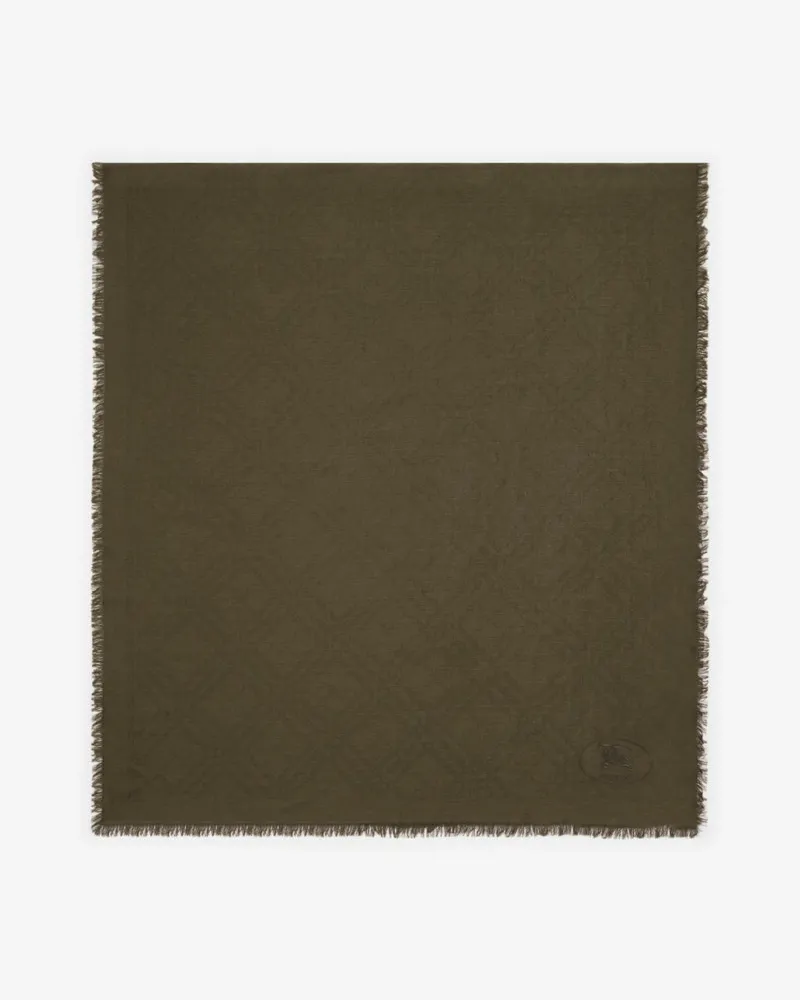 Burberry Breiterer Schal aus Wolle und Seide in Check Swamp-grün