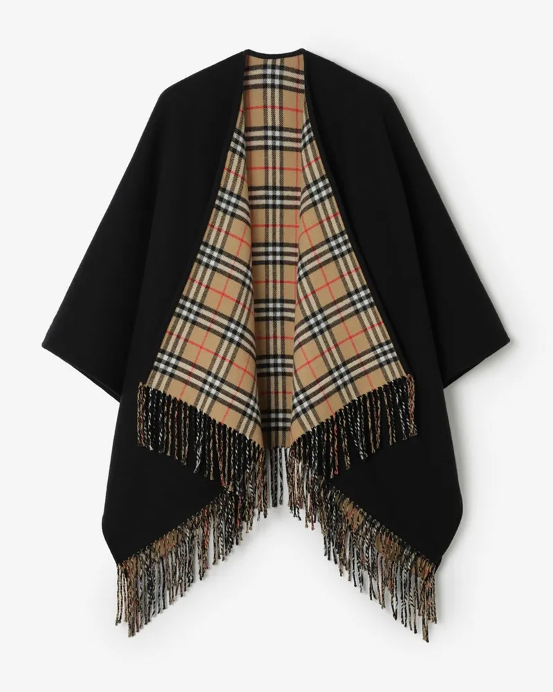Burberry Wendbares Wollcape mit Check Black