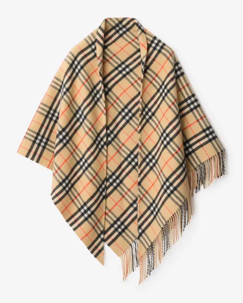Burberry Woll-Kaschmir-Cape in Check Sand