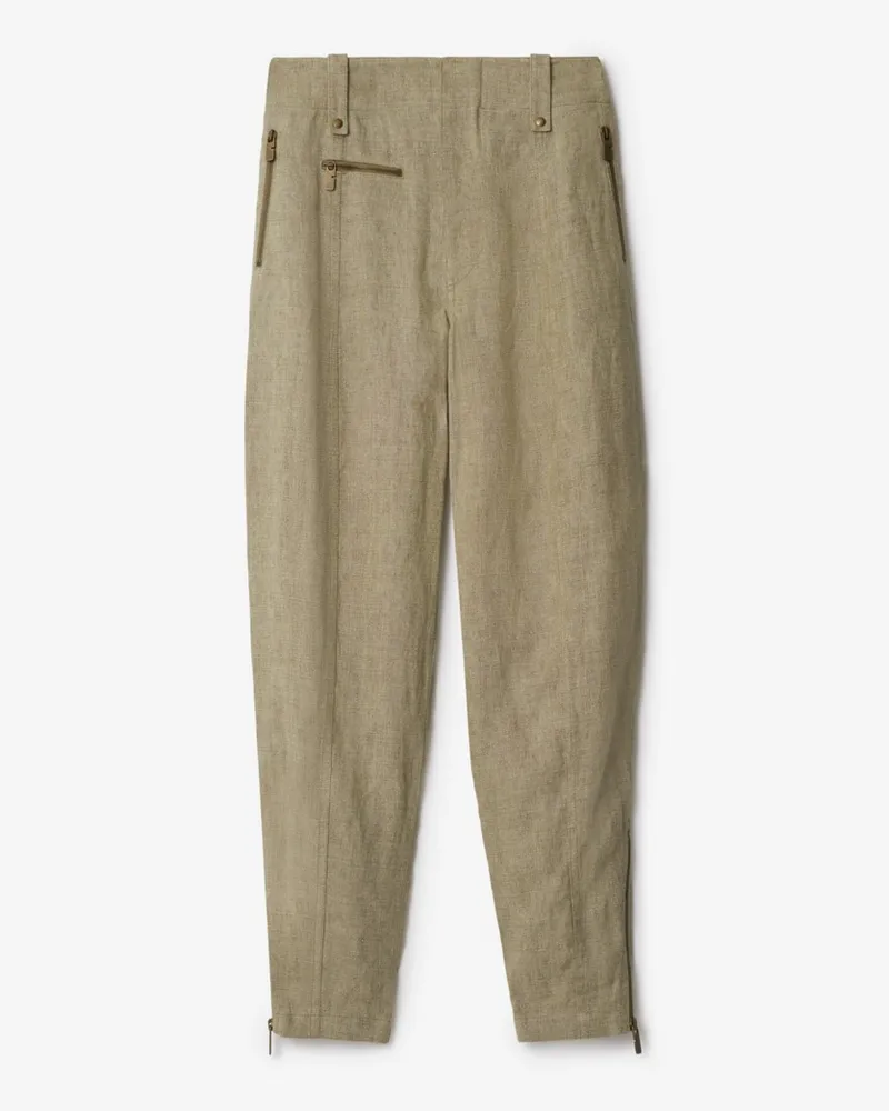 Burberry Elegante Leinenhose Khaki