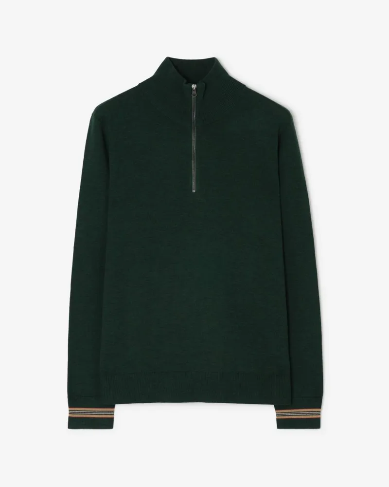 Burberry Wollpullover mit halblangem Reißverschluss , Size Dunkles