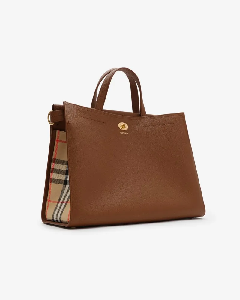 Burberry Mittelgroße Henkeltasche „Cotswolds“ mit Check Hazel-braun