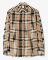 Burberry Baumwollhemd in Check Vintage-beige