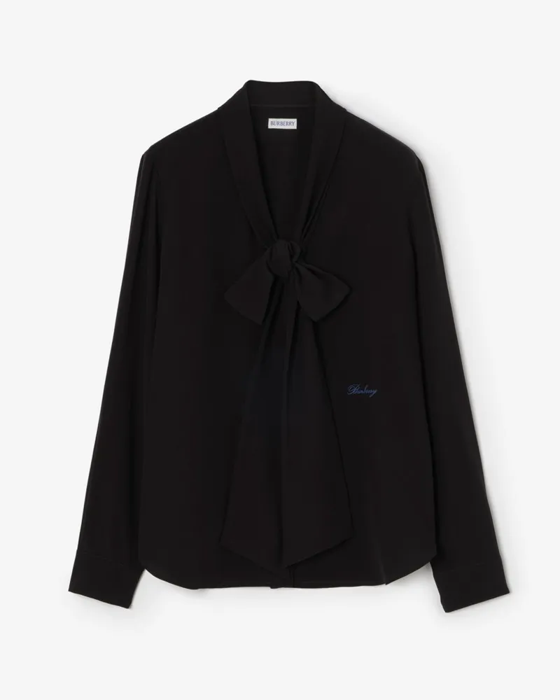 Burberry Schluppenbluse aus Crêpe-de-Chine-Seide , Size Black