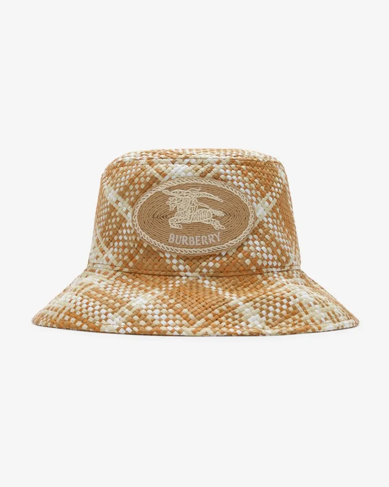 Burberry Fischerhut mit Raffiabast-Effekt und Knight Stamp , Size Finch-beige