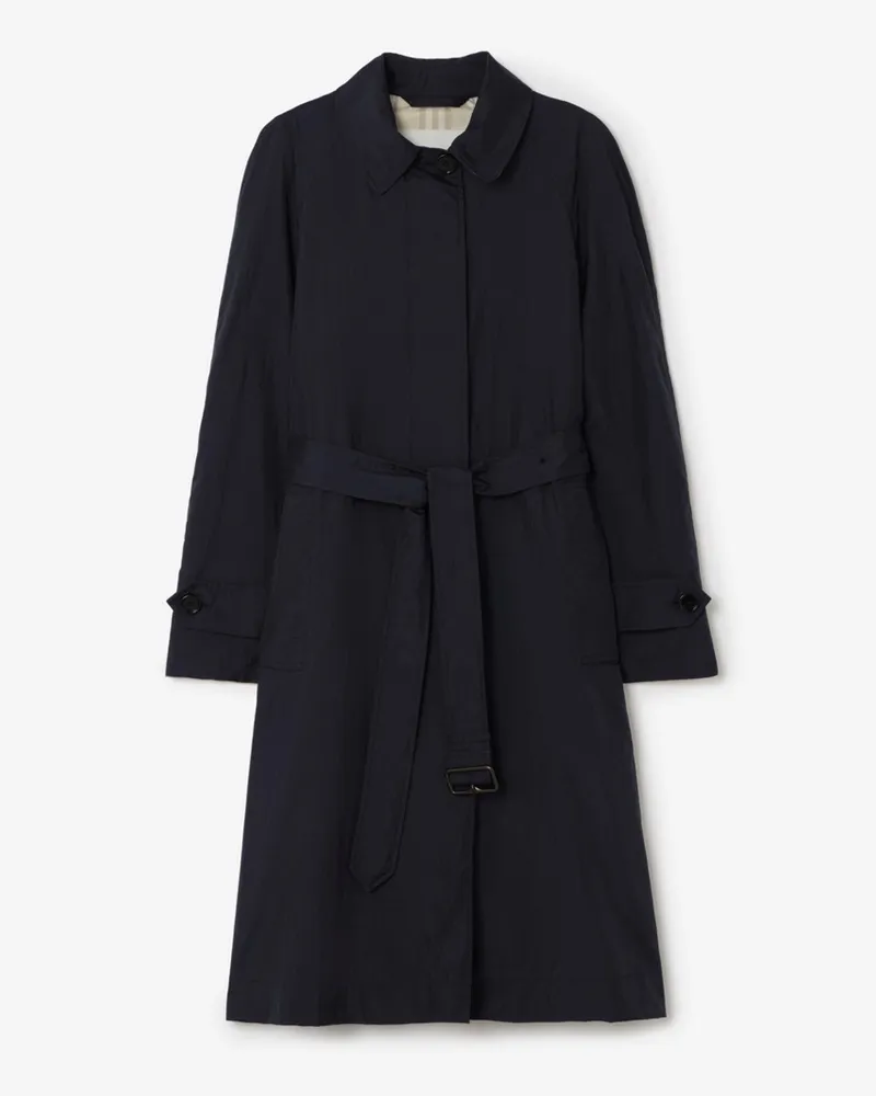 Burberry Langer Nylon-Car Coat „Thickhill“ mit Gürtel , Size Navy