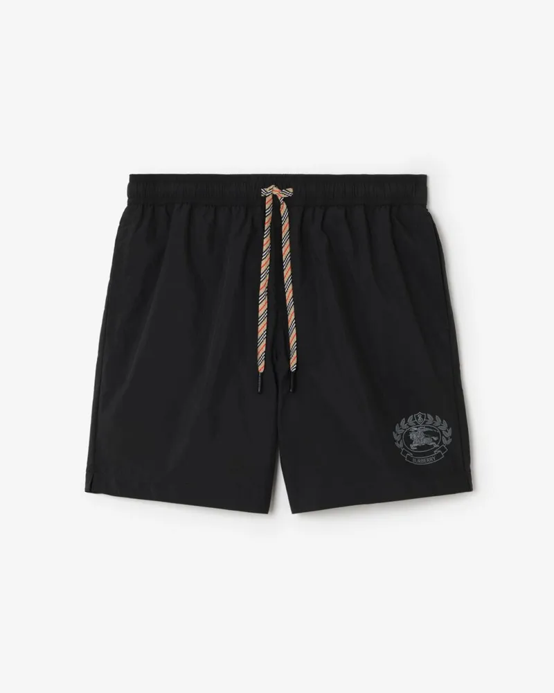 Burberry Schwimmshorts mit Knight-Emblem Schwarz
