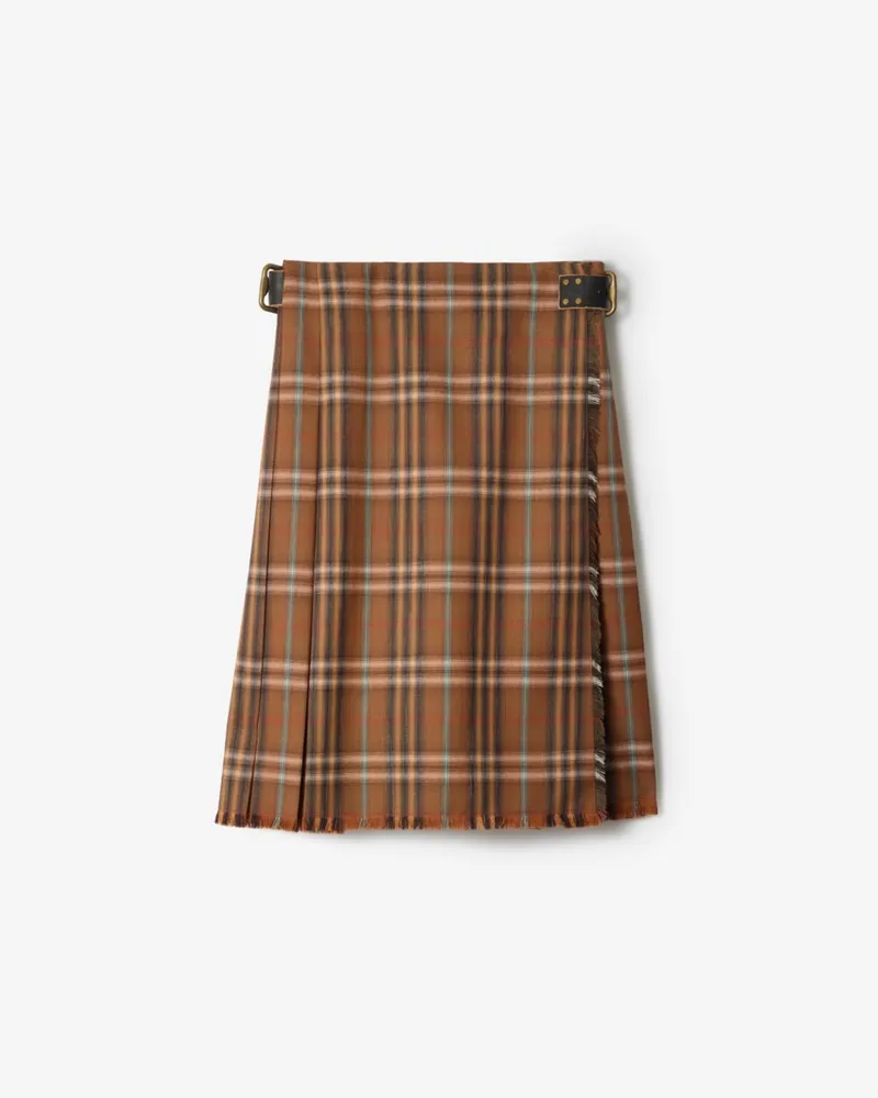 Burberry Woll-Kilt in Check Ginger-orange