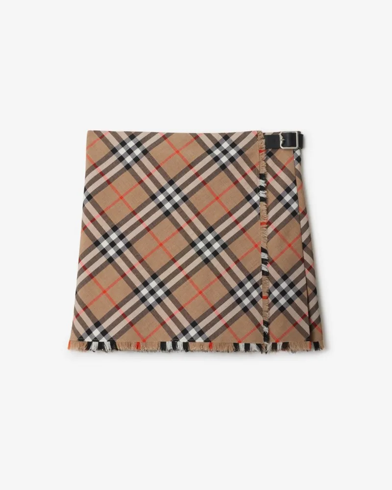 Burberry Mini-Kilt aus Wollmischung in Check Nut