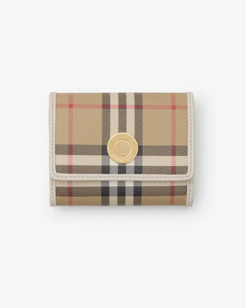 Burberry Kleine Faltbrieftasche in Check Vintage-beige