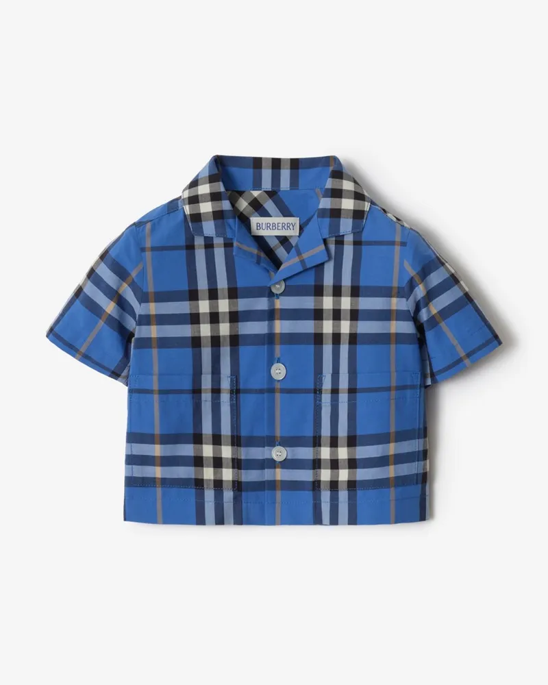 Burberry Zweiteiliges Set aus Baumwolle in Check , Size Hyacinth-blau