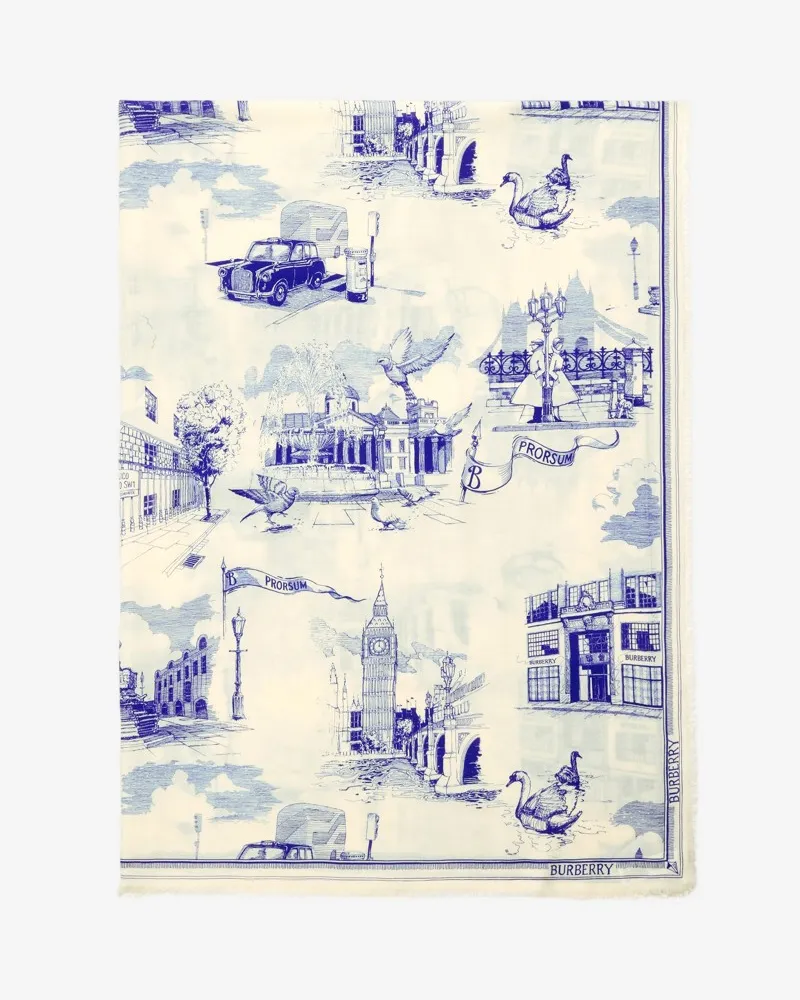 Burberry Woll-Seidenschal mit Londoner Wahrzeichen Knight